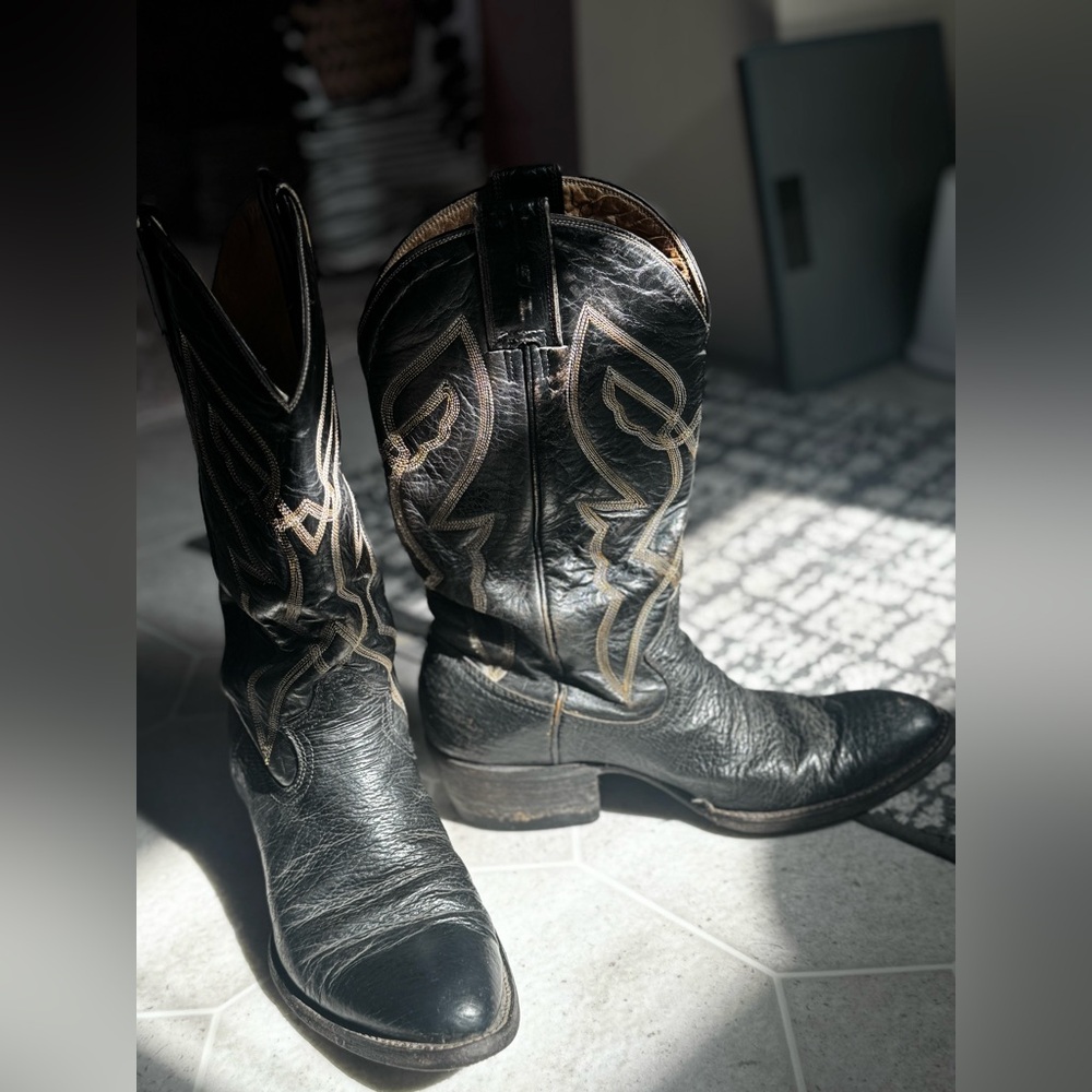 Black Leather Western Cowboy Boots women’s size 7.5